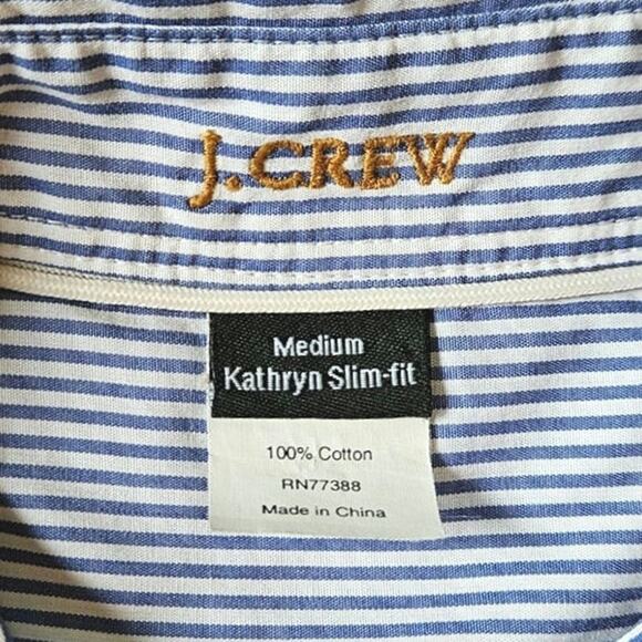 J. Crew Kathryn Classic Stripes Slim Fit Button Down Blue White Women's Medium - Picture 4 of 6